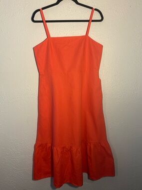 GAP Coral Sun Linen Cotton Blend   Midi Summer Dress Size 12